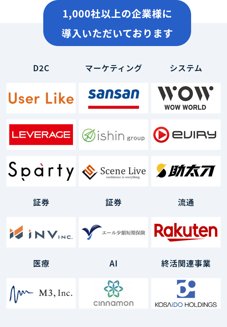 1,000社以上の企業様に導入いただいております