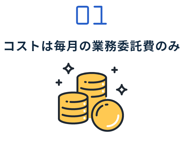 コストは毎月の業務委託費のみ