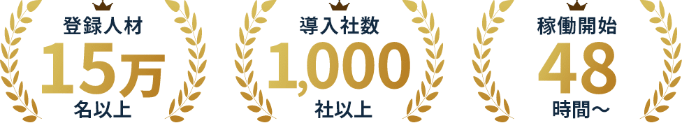 登録人材500名以上 導入社数1000社以上 稼働開始48時間